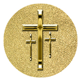 DAROUND 517 GD SH GD Gold 3 Crosses Shimmer Gold Background